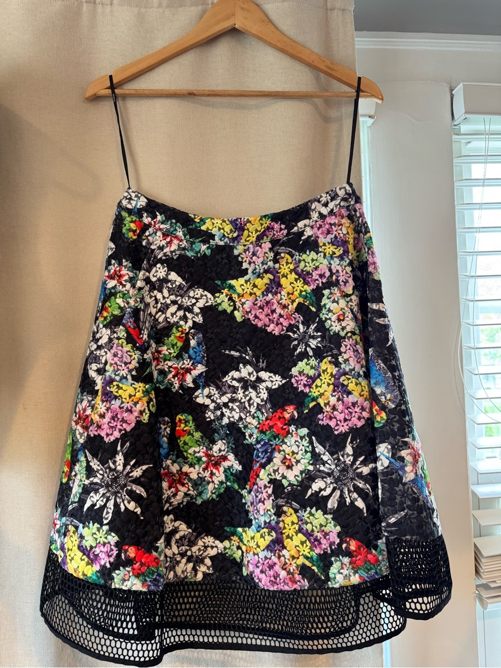 Black Floral Circle Skirt with Multicolored Print